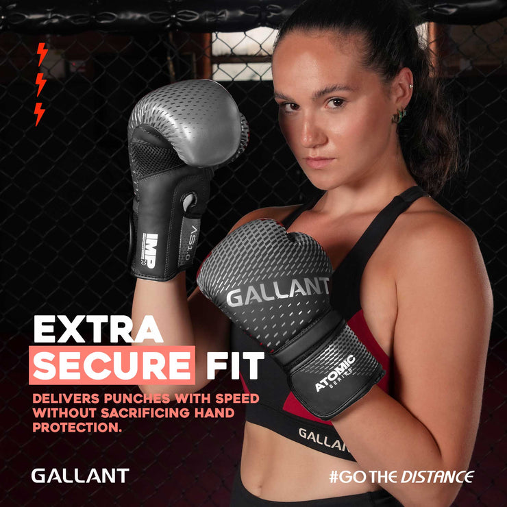 Atomic Series Boxing Glove - Silver Extra Secure Fit.