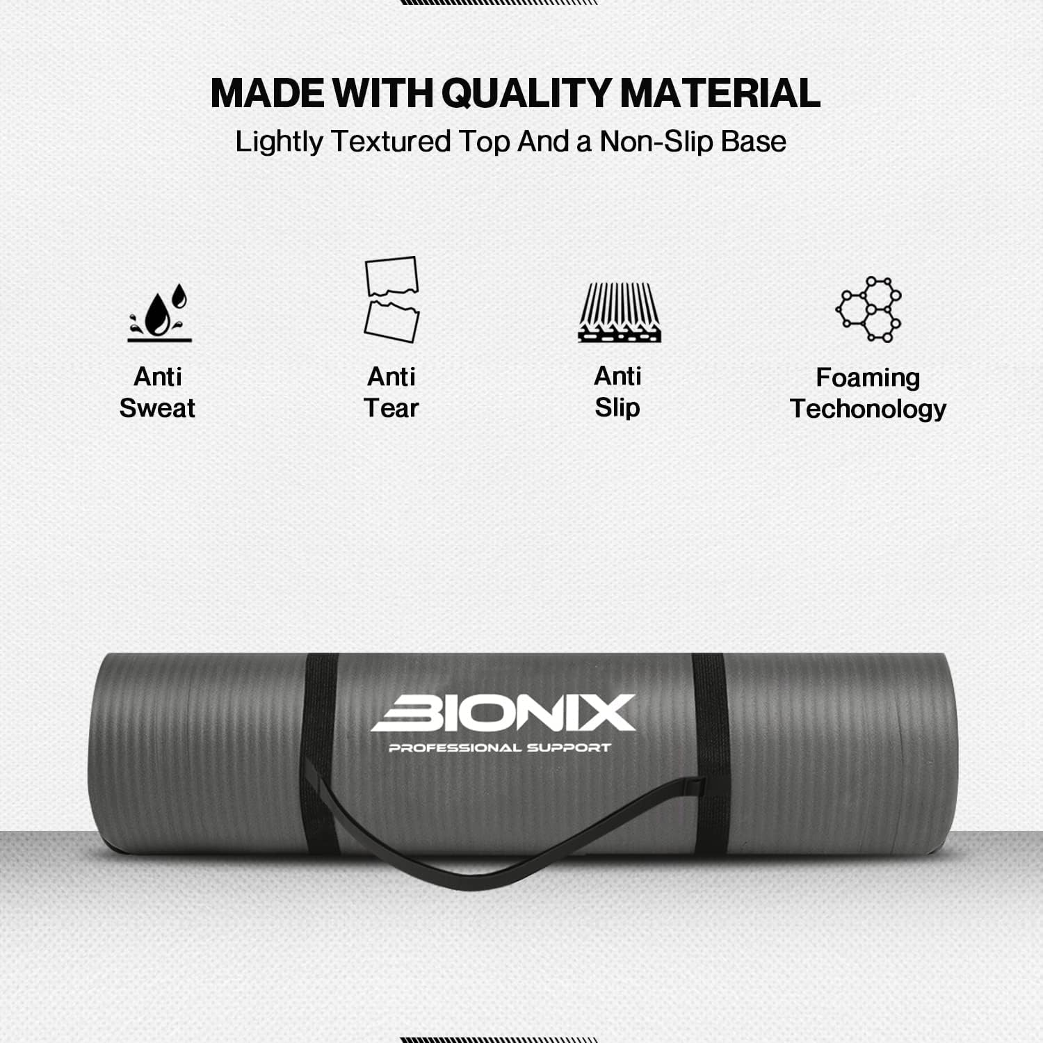 Bionix Yoga Mat - Thick NBR Foam Fitness Workout,Main gray IMG.