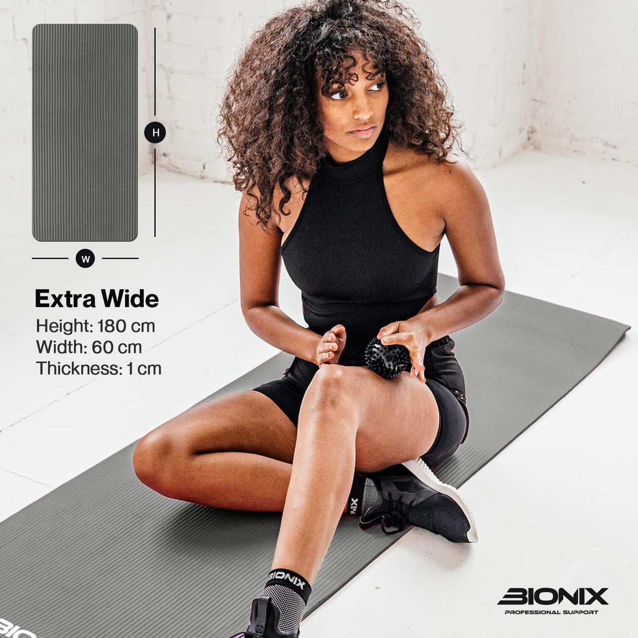 Bionix Yoga Mat - Thick NBR Foam Fitness Workout Extra Wide