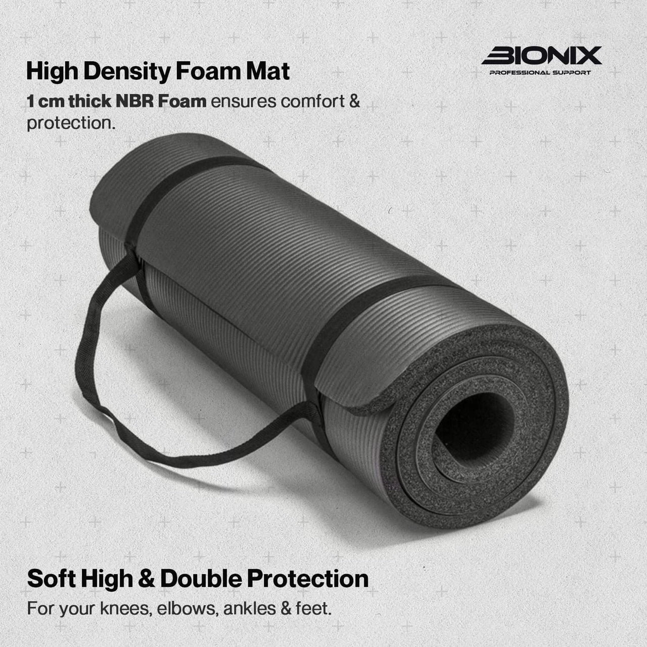Bionix Yoga Mat - Thick NBR Foam Fitness Workout Soft Hugh & Double Protection.