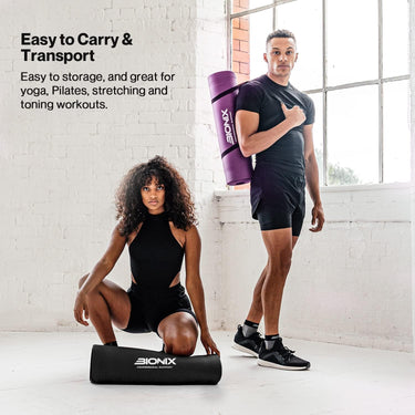 Bionix Yoga Mat - Thick NBR Foam Fitness Workout Black Easy to Carry & Transsport.