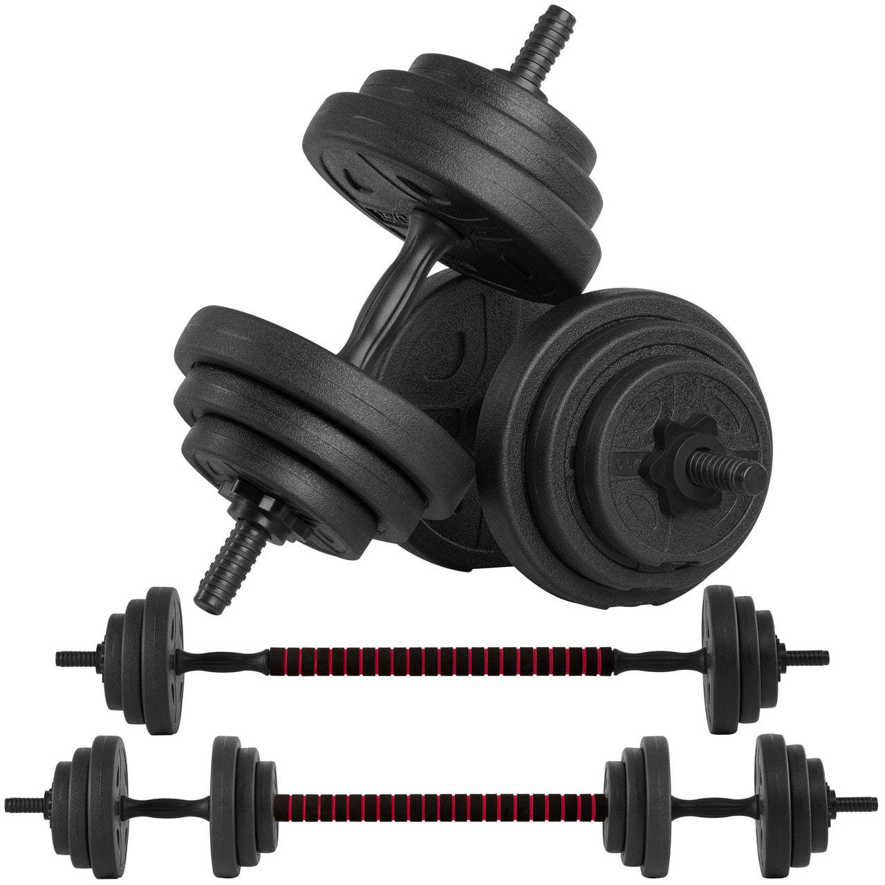 Gallant 20kg Adjustable Dumbbells Set, 2 in 1 Dumbbells and Barbell Hand Free Weights Dumbbells Set - Bar Weight Sets, DBSR Black Main IMG.