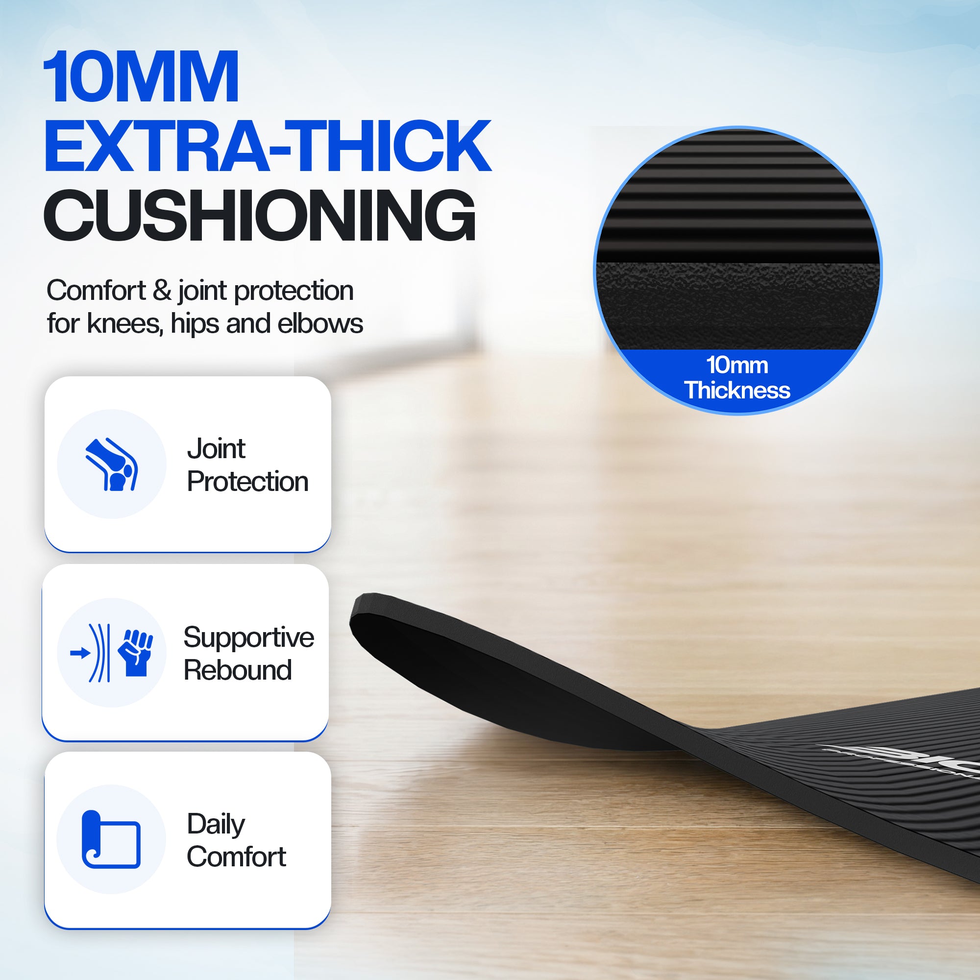 Bionix Yoga Mat - Thick NBR Foam Fitness Workout Black Main IMG.