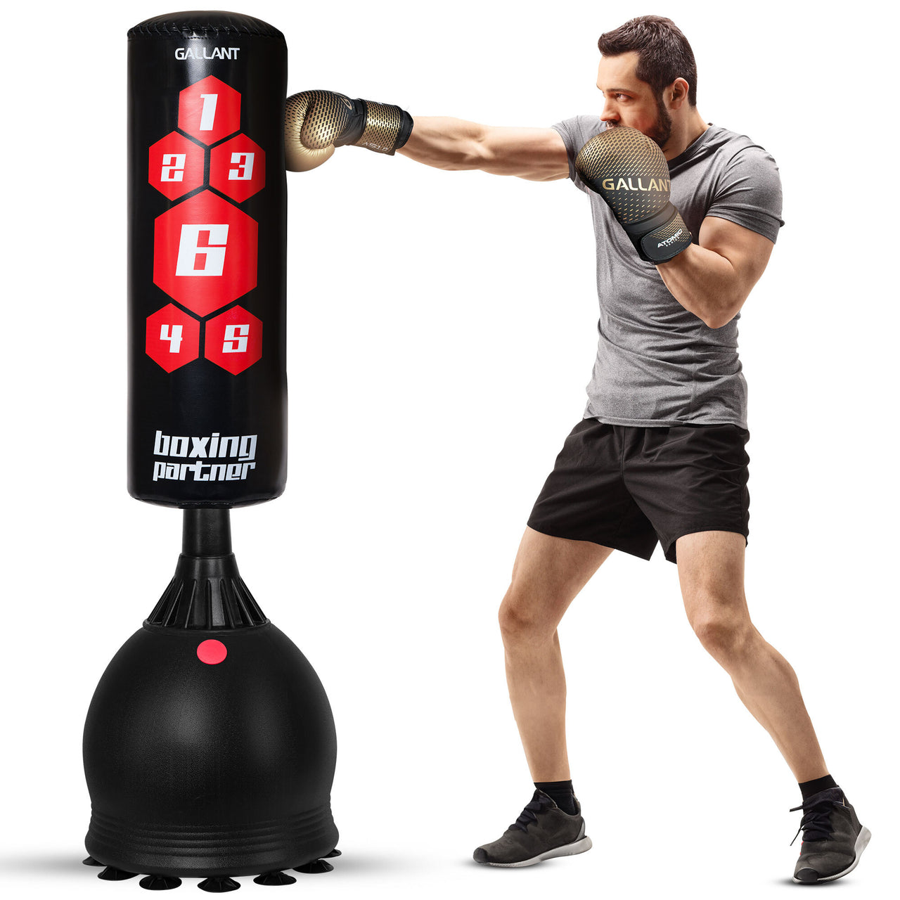 Gallant 5.5ft Free Standing Boxing Punch Bag (Black, Red) - Free Standing Heavy Bag - Main IMG