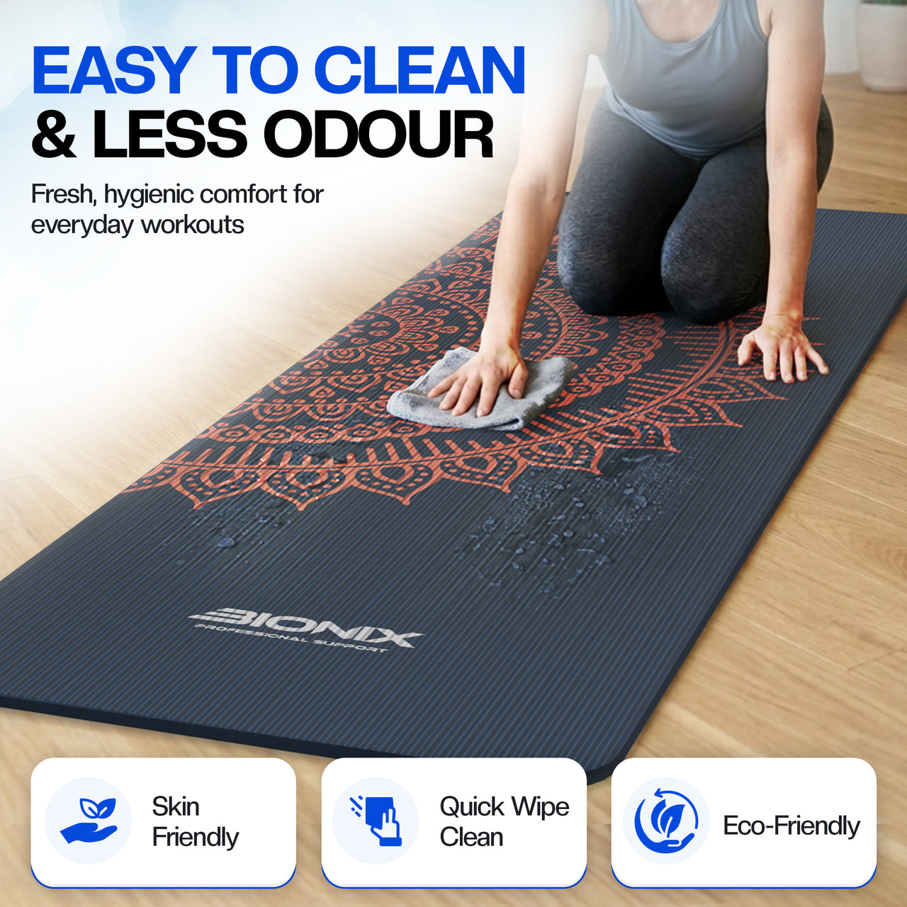 Bionix Yoga Mat Printed Mandal 10mm Thick NBR Exercise Workout Mat