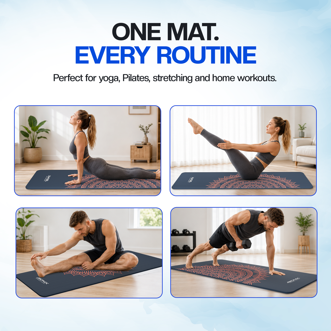 Bionix Yoga Mat Printed Mandal 10mm Thick NBR Exercise Workout Mat