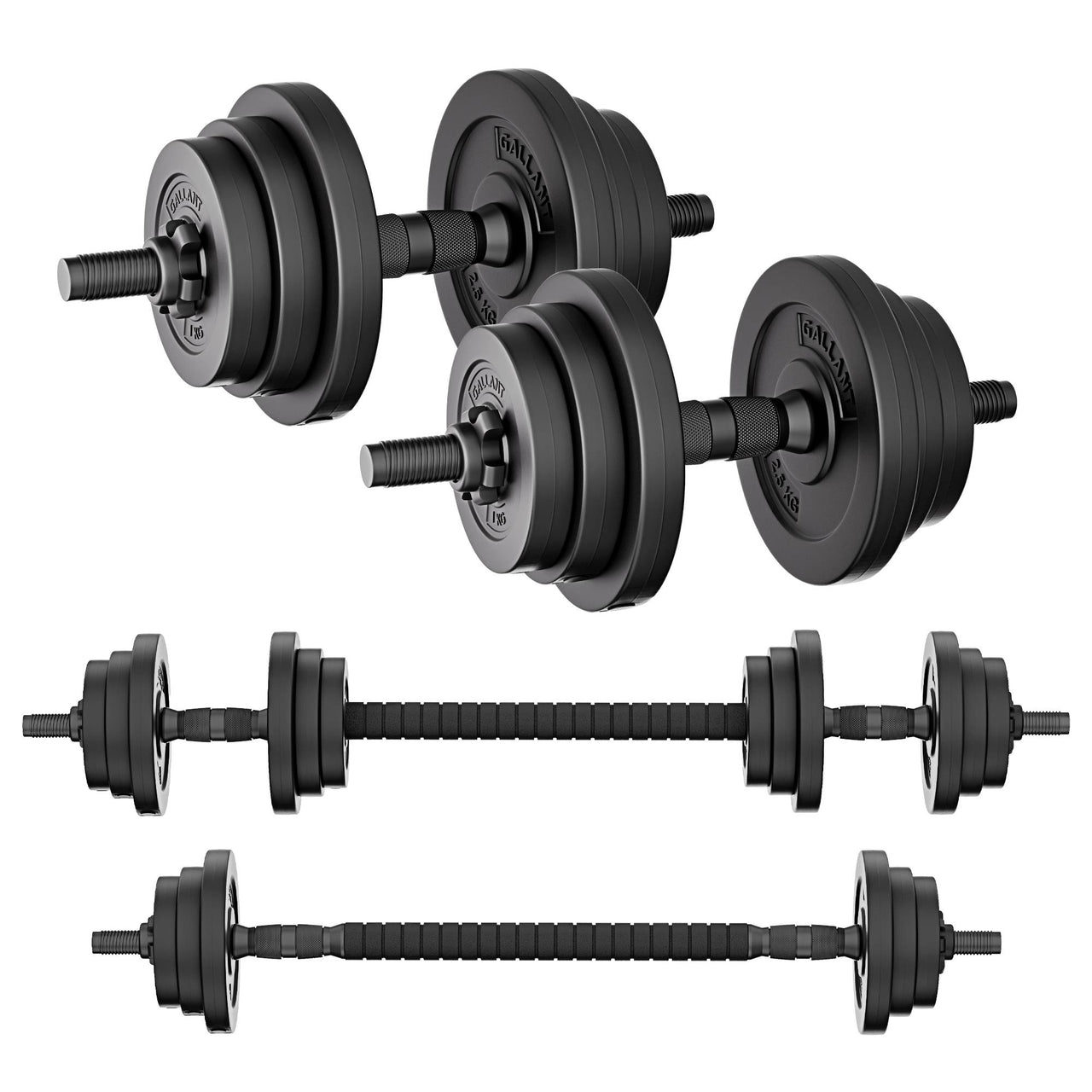 Gallant 2 in 1 Adjustable Dumbbells Weights Set With Barbell Connector 10kg 15kg 20kg