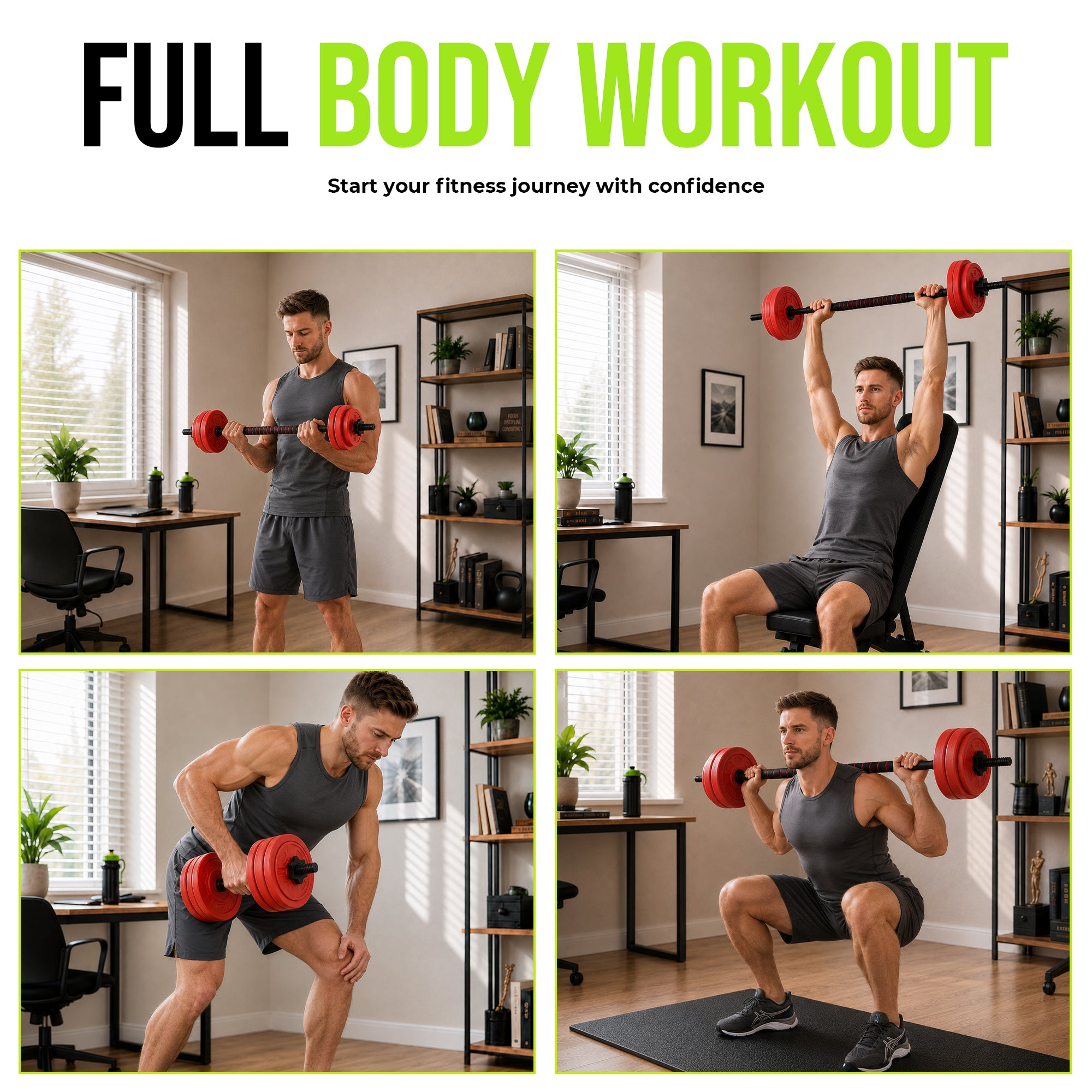 2 in 1 Weights Dumbbells Set With Barbell