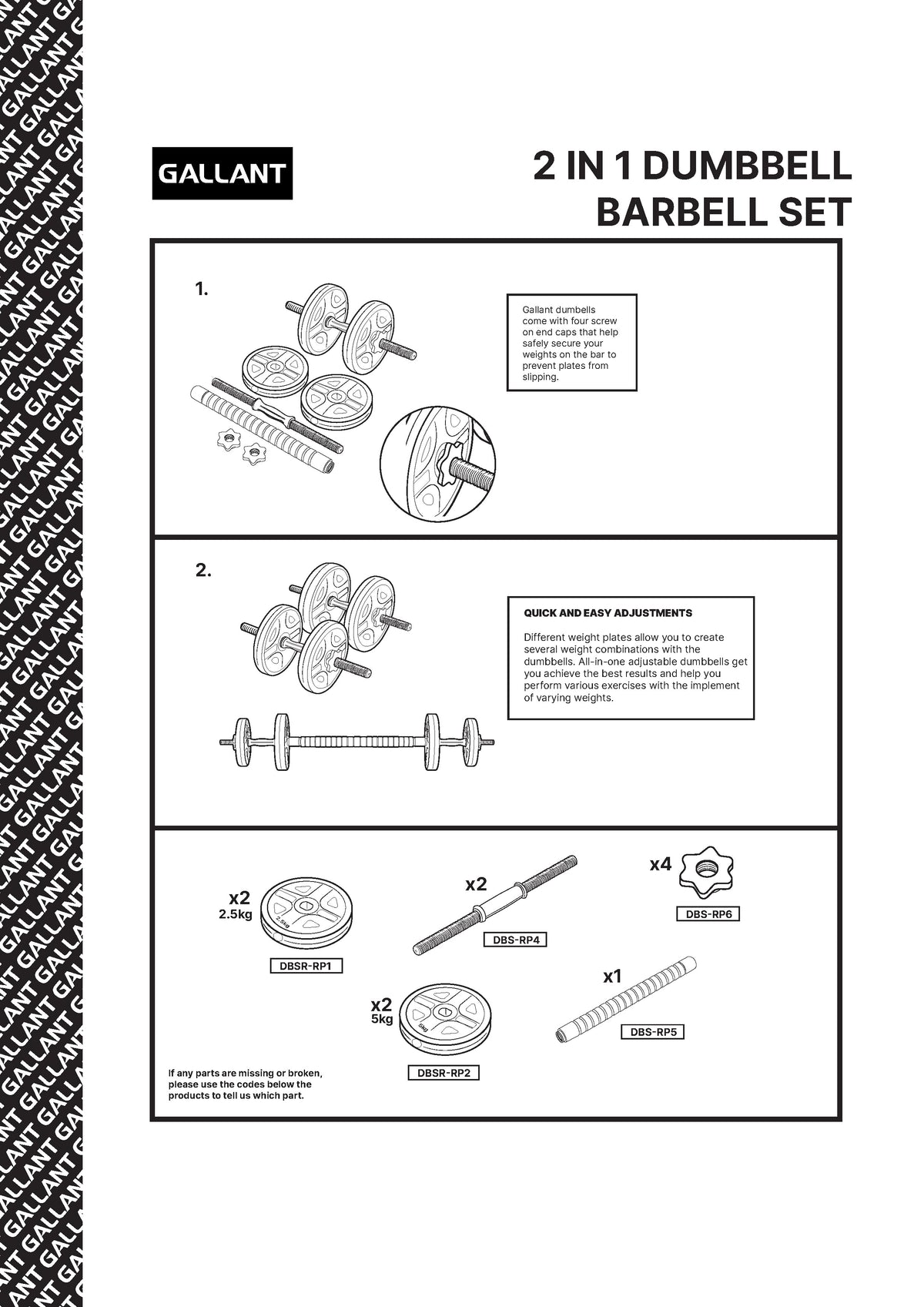 2 in 1 Weights Dumbbells Set With Barbell