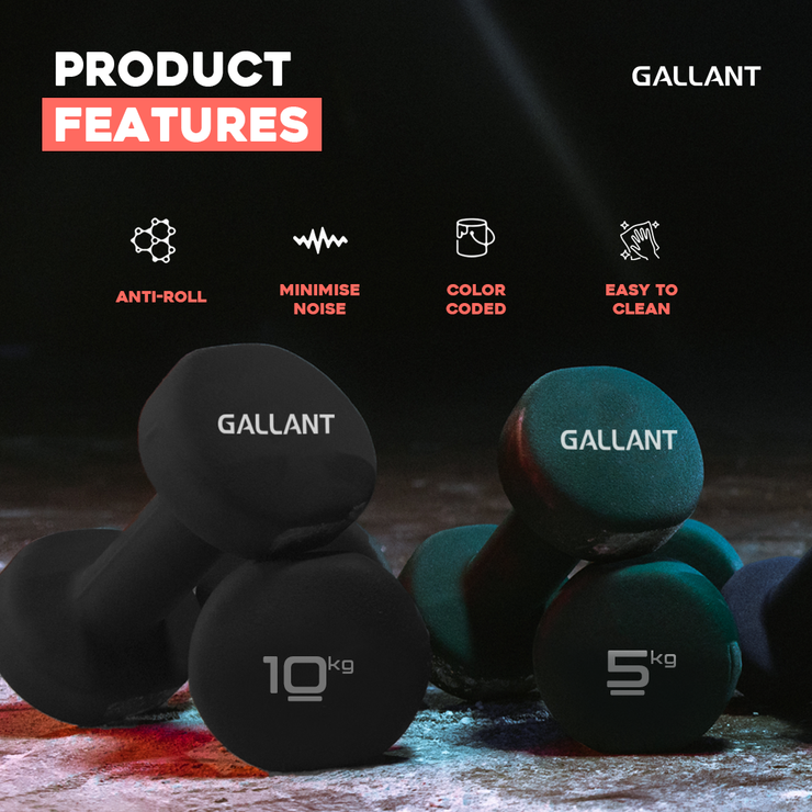 Gallant Neoprene Dumbbells Hand Weights Pair Product Features Details.