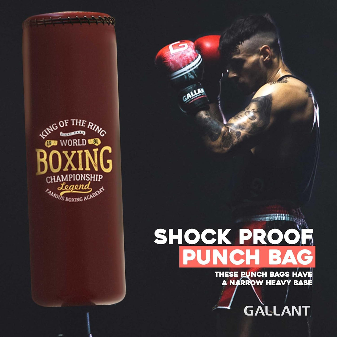 Gallant 5.5ft Free Standing Boxing Punch Bag Brown Shock Proof Punch Bag.