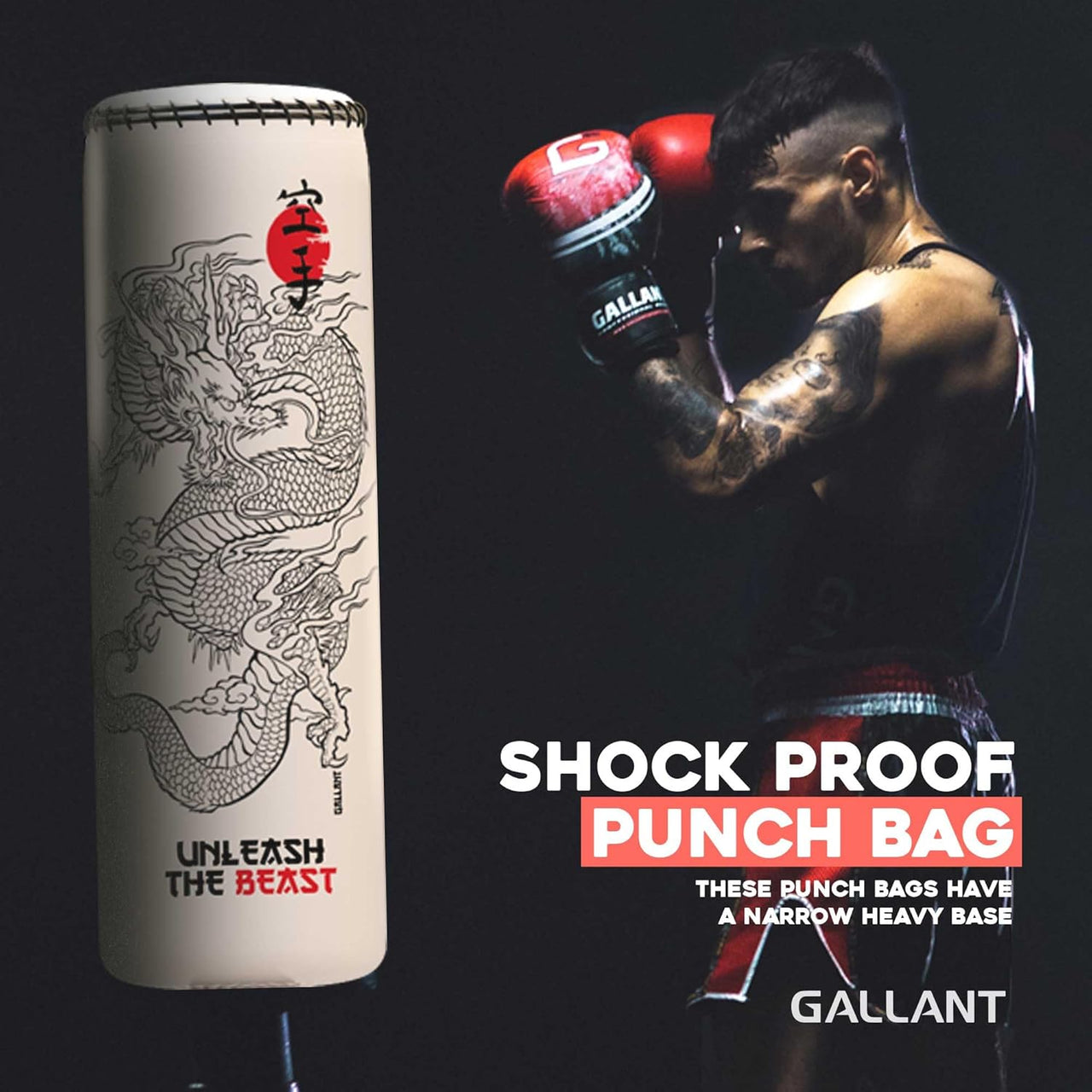 Gallant 5.5ft Free Standing Boxing Punch Bag White Shock Proof Punch Bag.