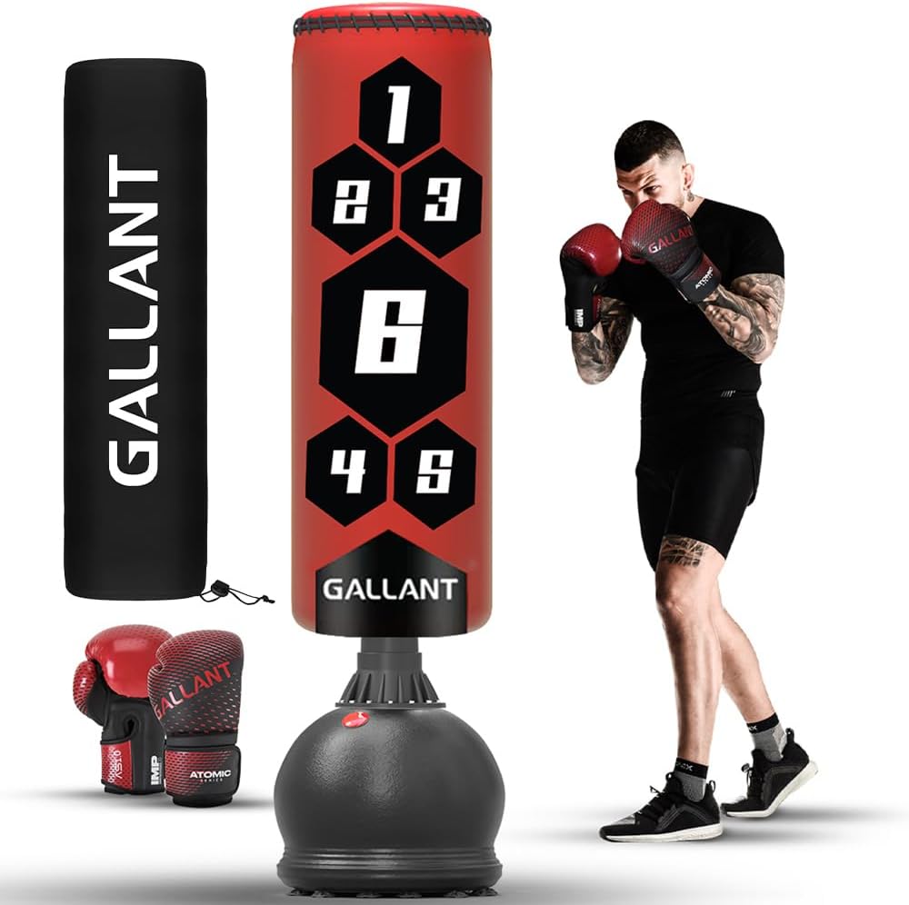 5.5ft Free Standing Punch Bag with 10oz Gloves and Cover - Free Standing Heavy Bag