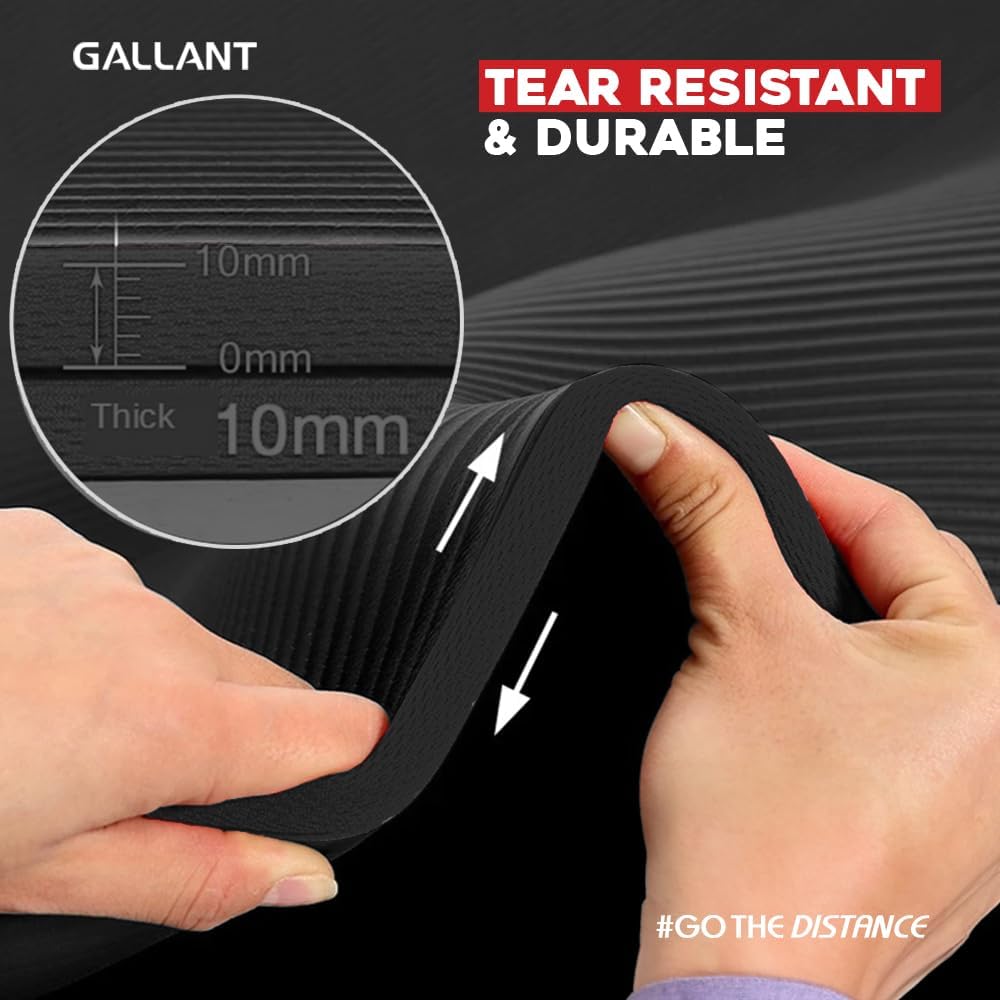 Gallant NBR Fitness Exercise Mat Black Tear Resistant & Durable.