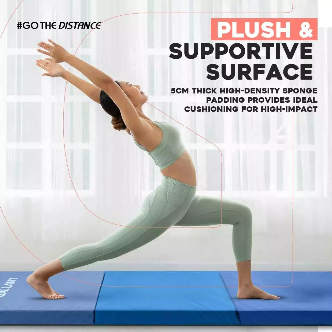 Gymnastics Mat Tri Foldable Exercise Workout Mat Plush & Supportive Surface.