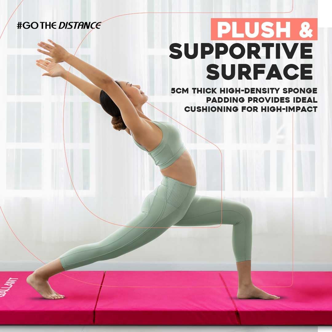 Gymnastics Mat Tri Foldable Exercise Workout Mat Plush & Supportive Surface.