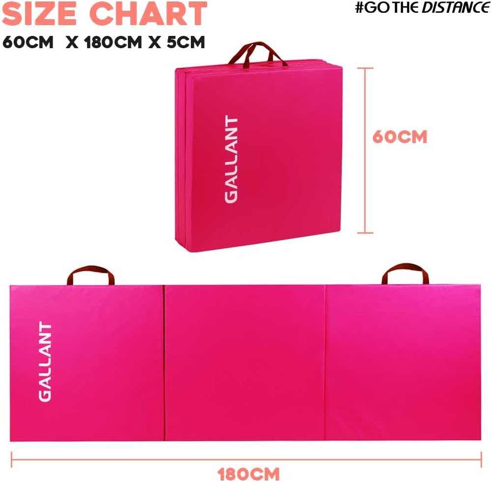 Gymnastics Mat Tri Foldable Exercise Workout Mat Size Chart Details.