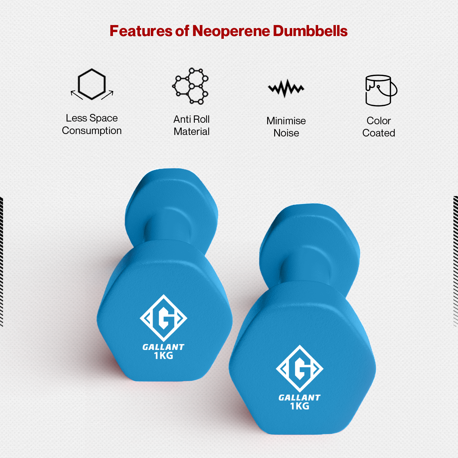Gallant HEX Neoprene Dumbbells Hand Weights Pair - Dumbbell Weights Neoprene