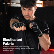 Gallant Heritage Boxing Hand Wraps - Black Elasticated Fabric.