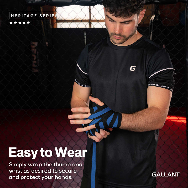 Gallant Heritage Boxing Hand Wraps - Blue Easy To Wear.