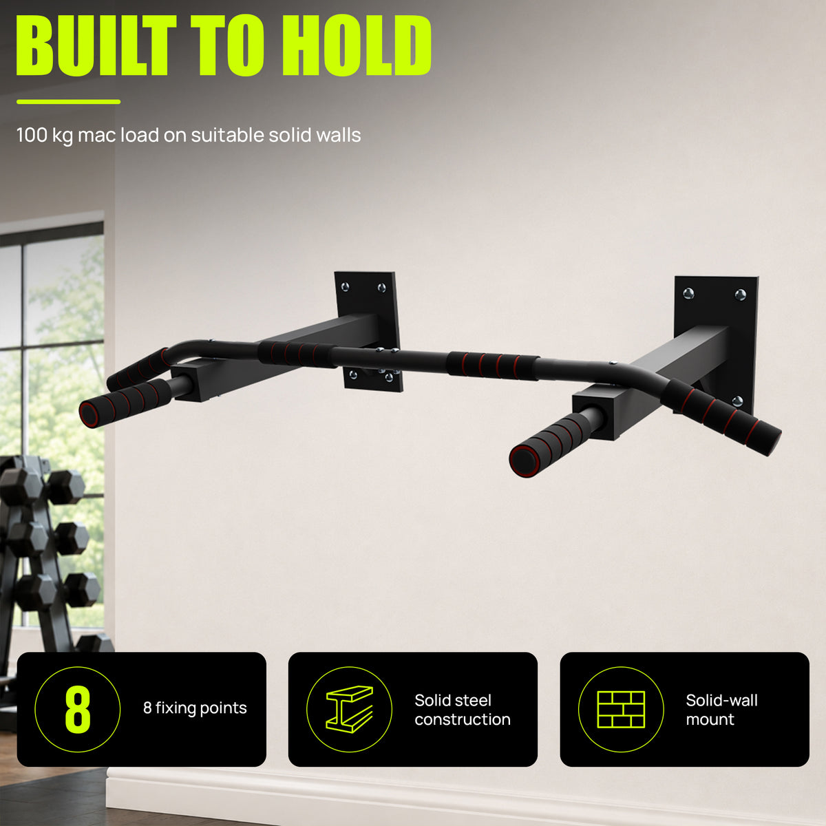 Wall Mounted Pull Up Bar - Chin Up Hanging Bar