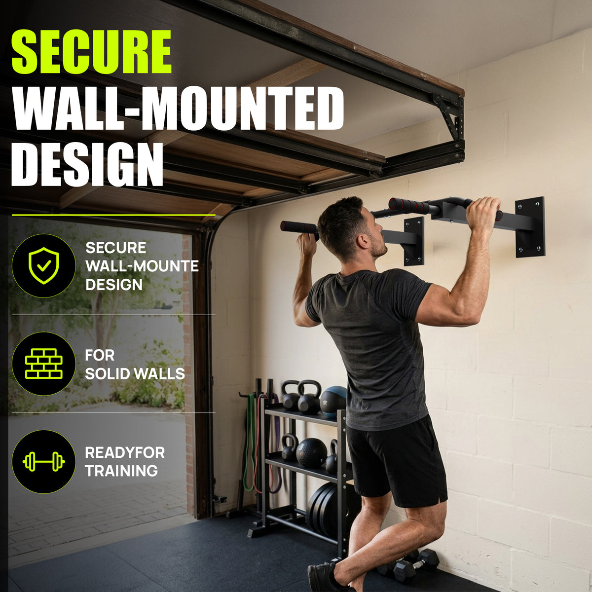 Wall Mounted Pull Up Bar - Chin Up Hanging Bar