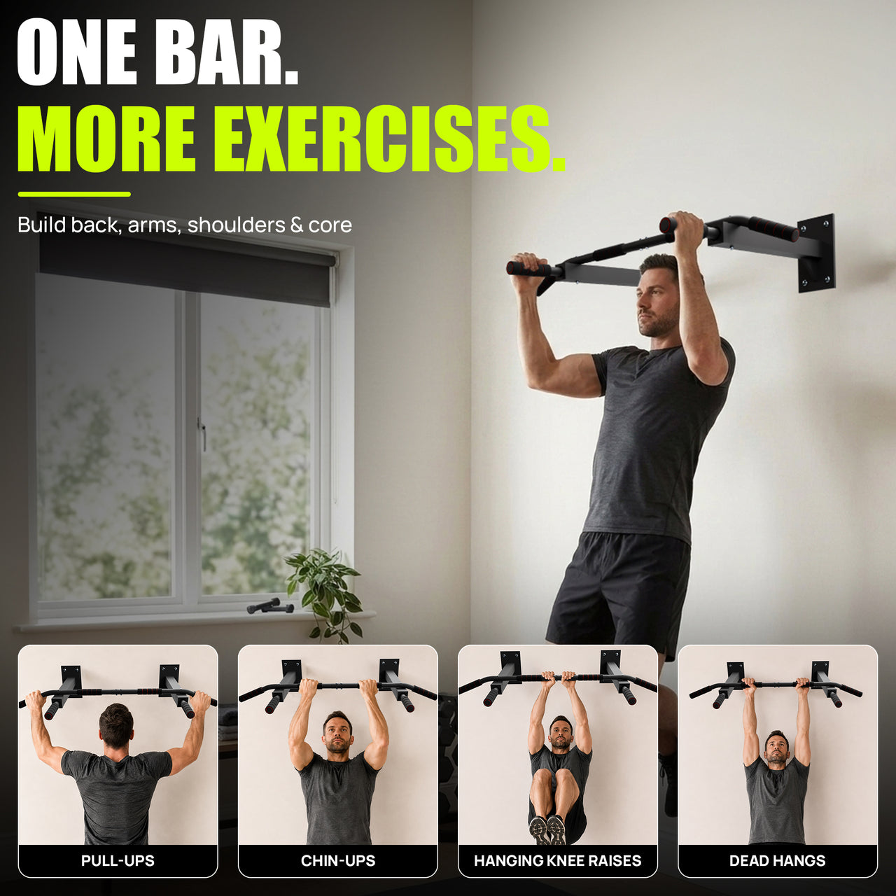 Wall Mounted Pull Up Bar - Chin Up Hanging Bar