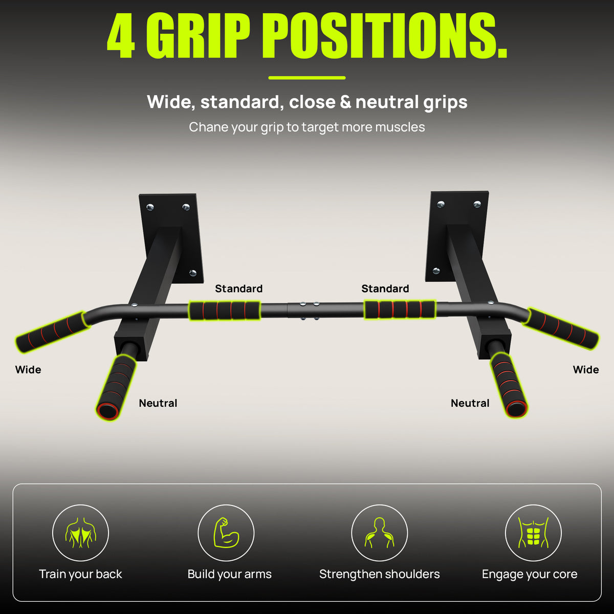 Wall Mounted Pull Up Bar - Chin Up Hanging Bar