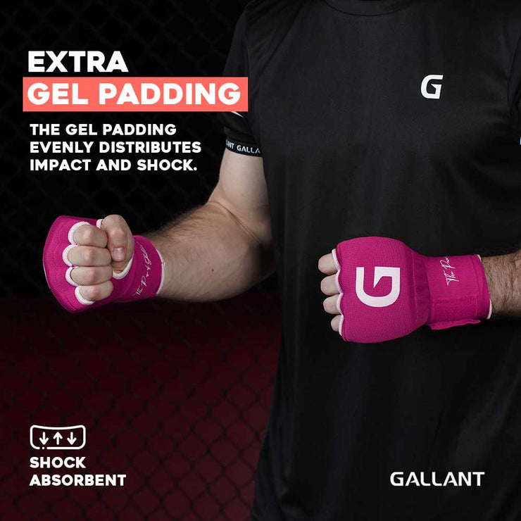 Gallant Heritage Boxing Gel Inner Hand Wrap - Pink Extra Gel Padding.