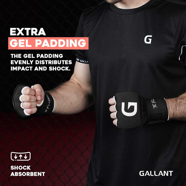 Gallant Heritage Boxing Gel Inner Hand Wrap - Black Extra Gel Padding.