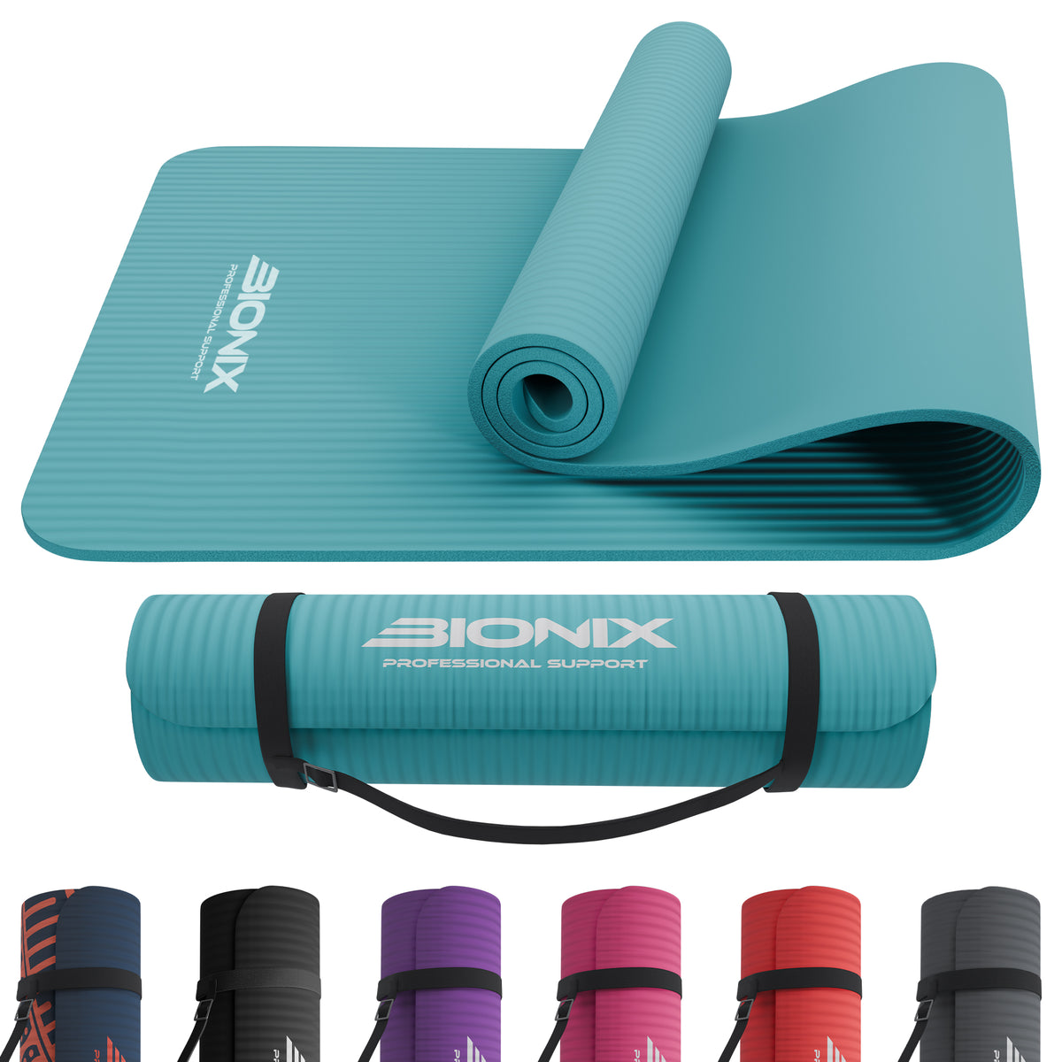 Bionix Yoga Mat - 10mm Thick NBR Foam, Extra Cushioned Comfort