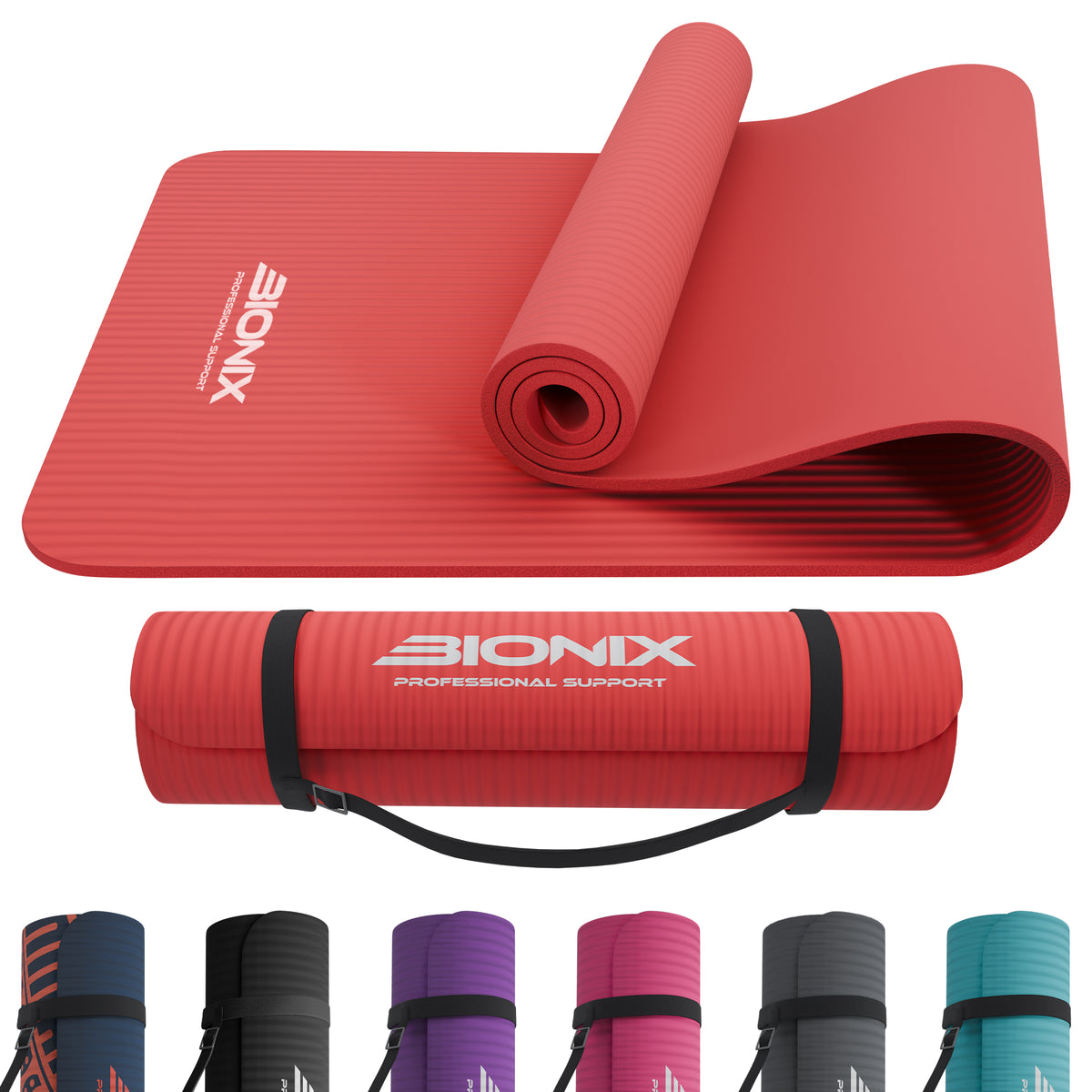 Bionix Yoga Mat - 10mm Thick NBR Foam, Extra Cushioned Comfort