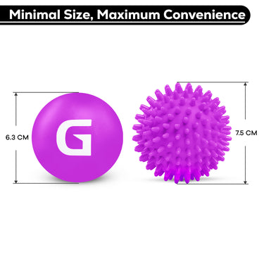Spiky Massage Ball and Lacrosse Ball Set - Portable Stress Balls - Durable Physio Ball for Trigger Point Therapy Minimal Size, Maximum Convenience.