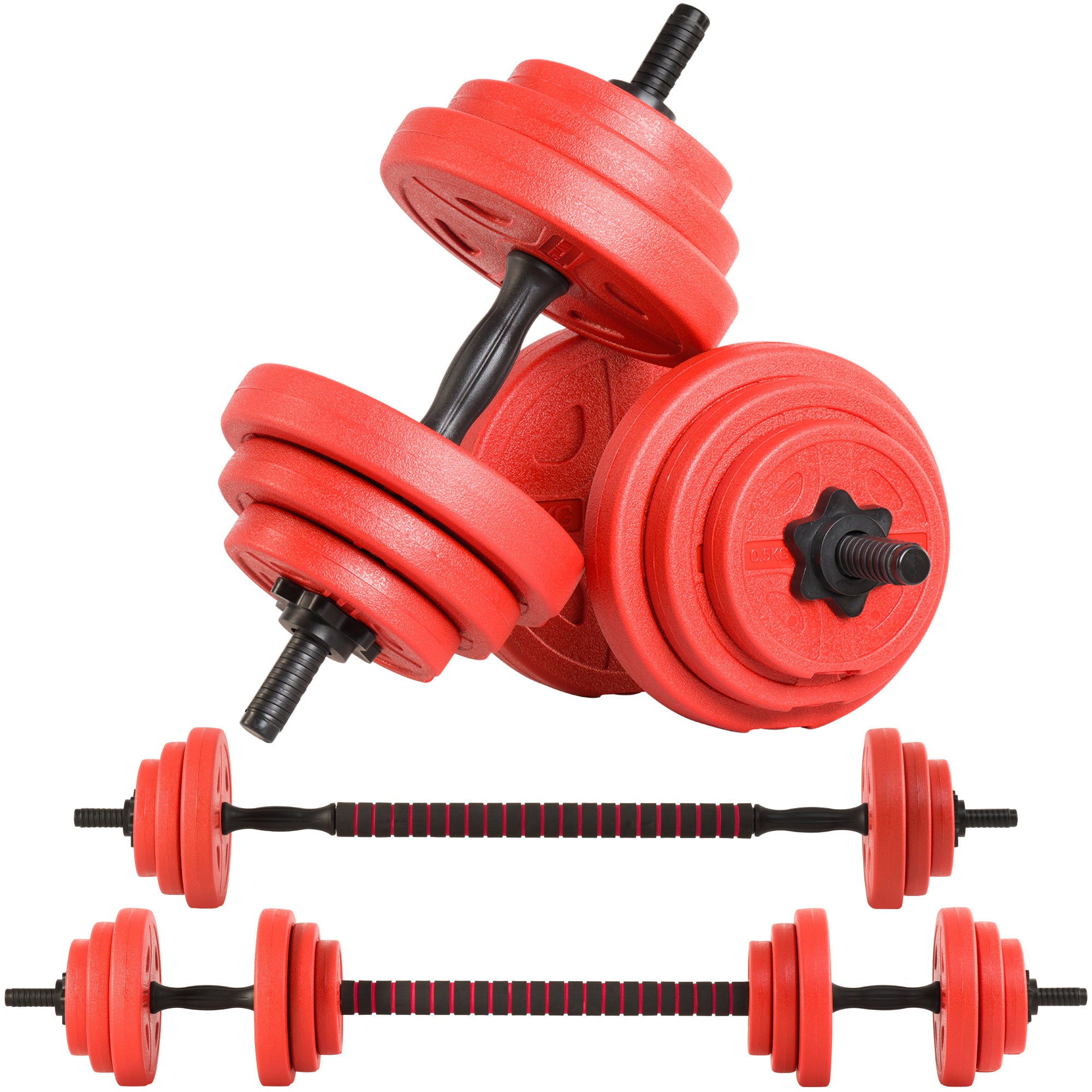 Gallant 20kg Adjustable Dumbbells Set, 2 in 1 Dumbbells and Barbell Hand Free Weights Dumbbells Set - Bar Weight Sets, DBSR Red Main IMG.