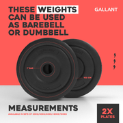 Standard 1 Inch Vinyl Weight Plates - 10kg x2 These Weights Can Be Used As Barebell Or Dumbbell.