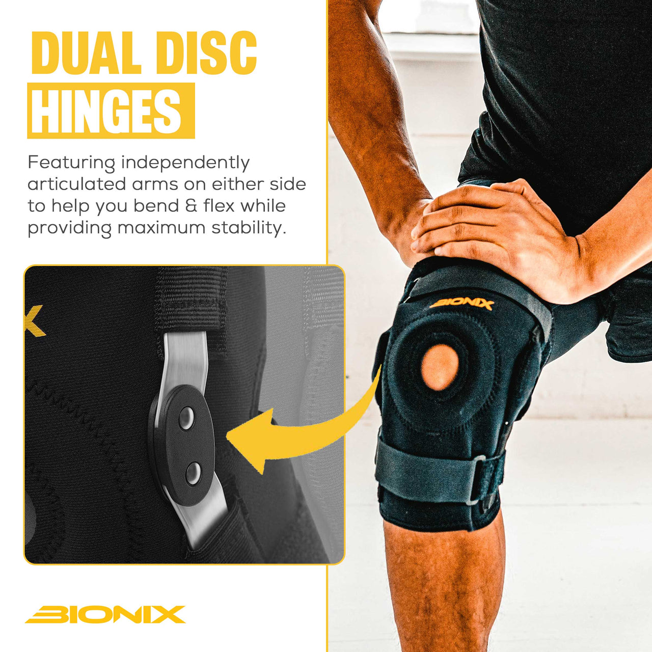 BIONIX NEOPRENE HINGED KNEE SUPPORT,Dual disc hinges.