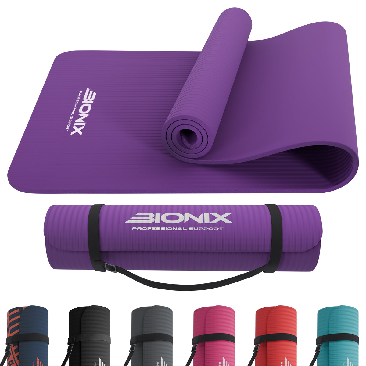 Bionix Yoga Mat - 10mm Thick NBR Foam, Extra Cushioned Comfort