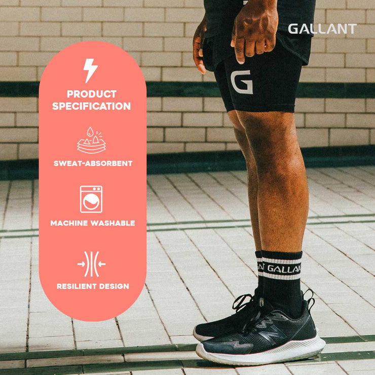Gallant Sports Socks - 3 Pack Black, product specification details.