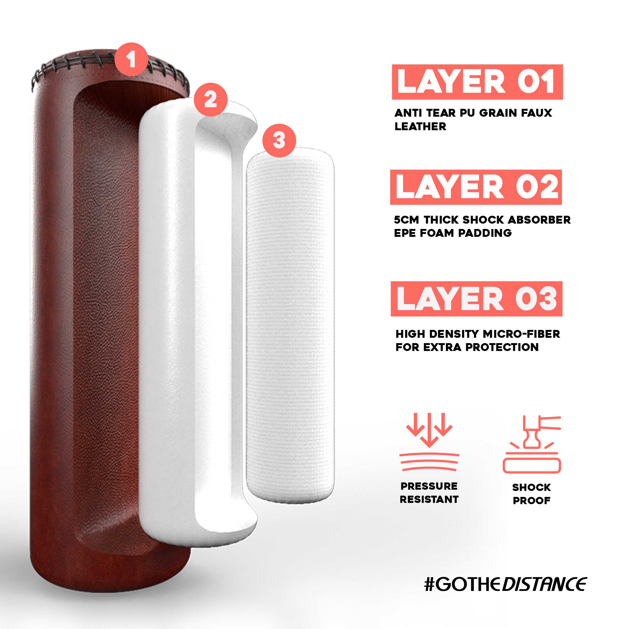 5.5ft Heritage Brown Free-Standing Boxing Punch Bag Main IMG.