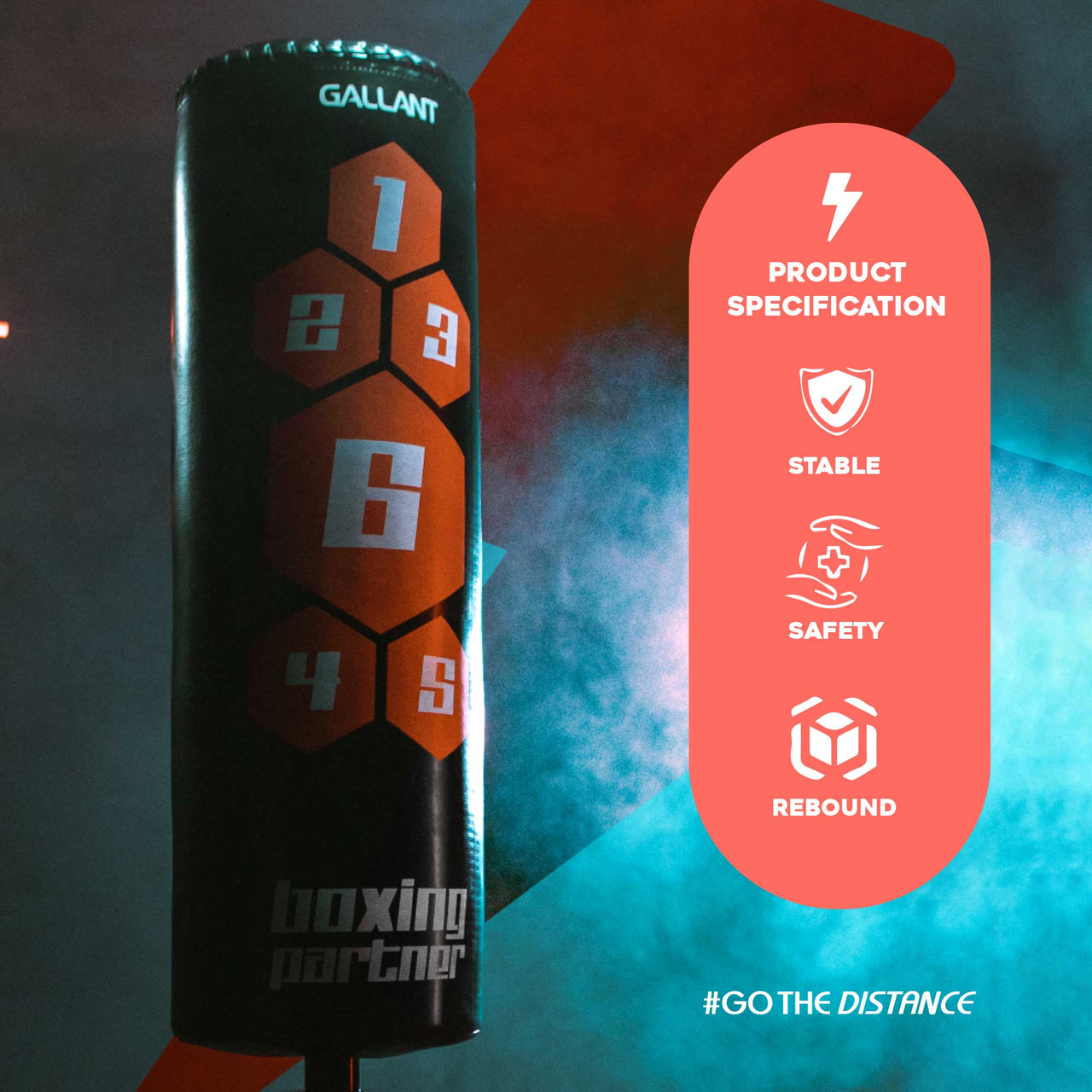 Gallant 5.5ft Free Standing Boxing Punch Bag with Target - Black Product Specification Details.