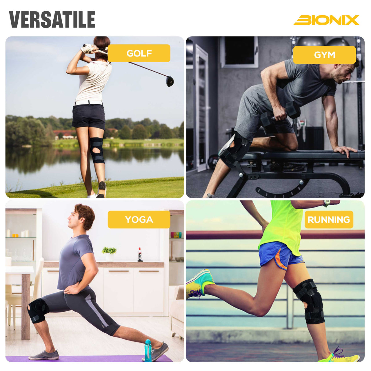 BIONIX NEOPRENE HINGED KNEE SUPPORT,Versatile.