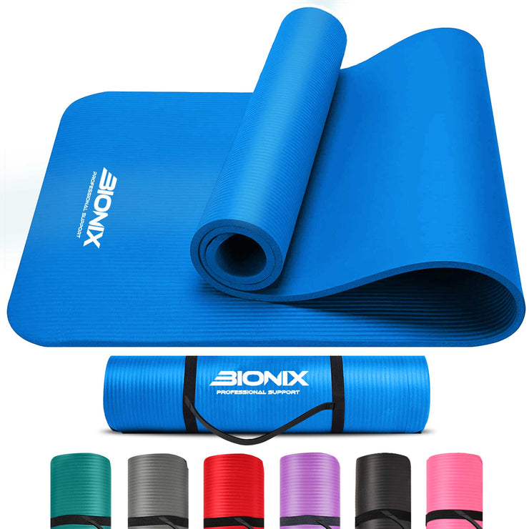 Bionix Yoga Mat - Thick NBR Foam Fitness Workout,Main light blue IMG.
