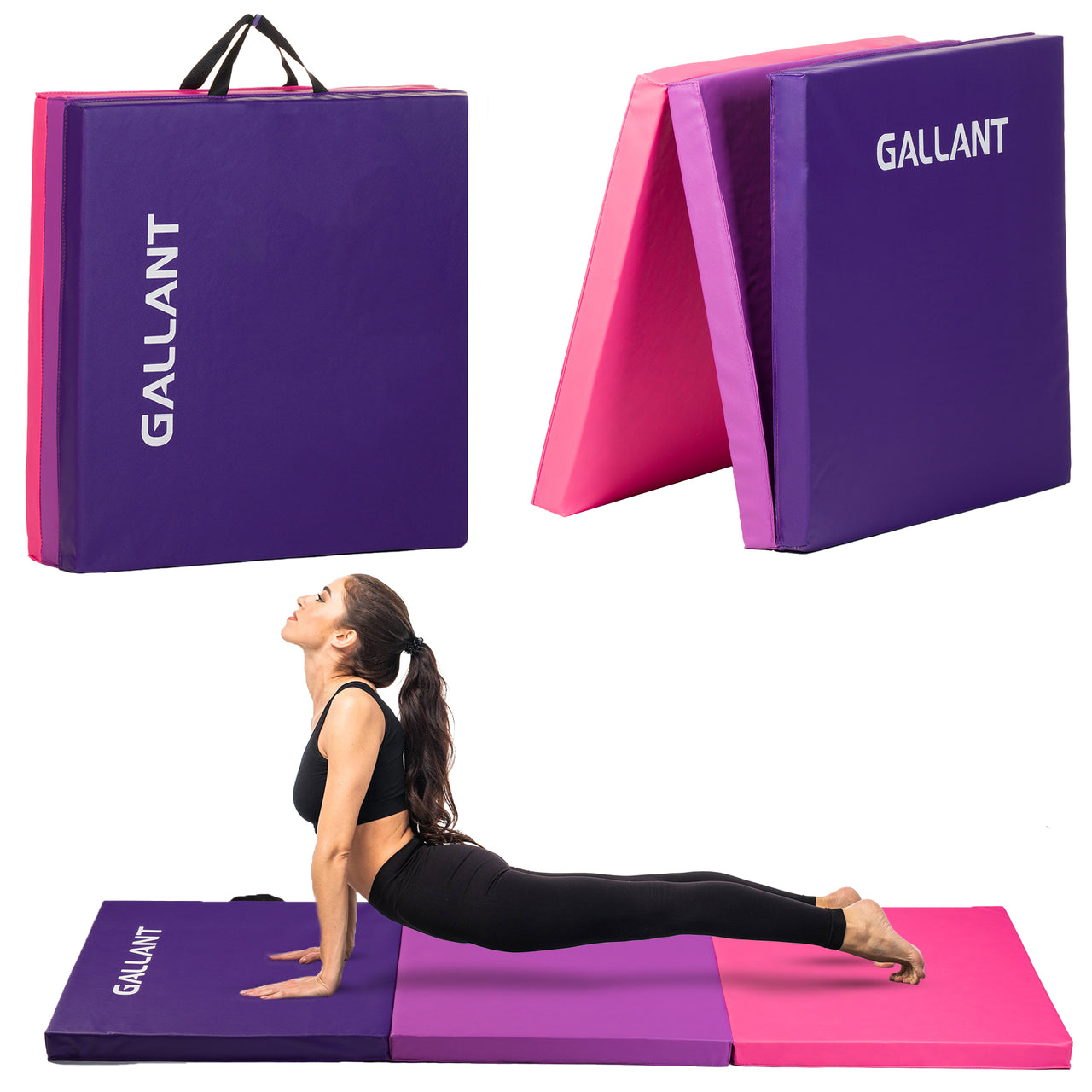 Gymnastics Mat Tri Folding  - Tumbling Crash Fitness Workout Yoga Exercise Mat