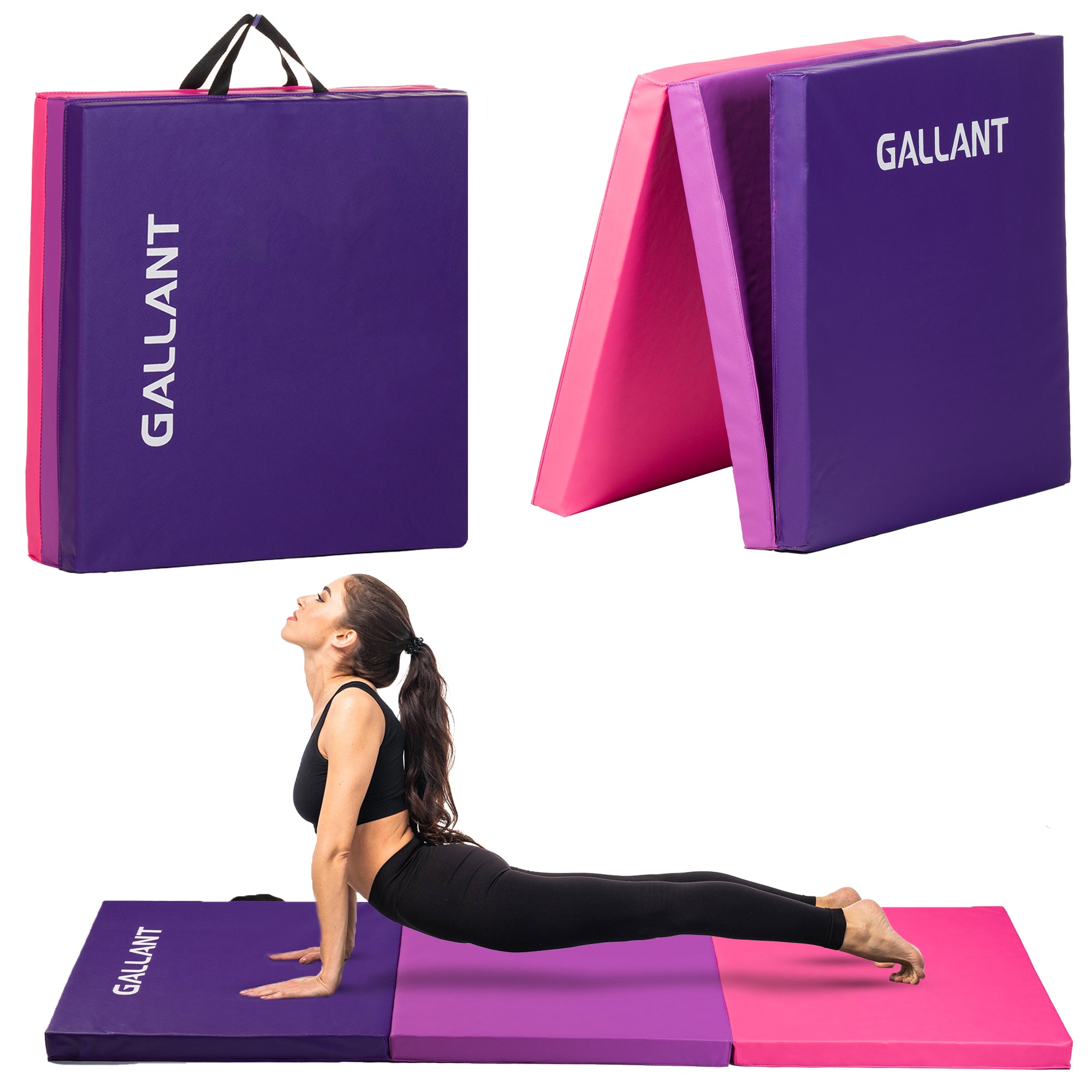 Gymnastics Mat Tri Folding  - Tumbling Crash Fitness Workout Yoga Exercise Mat