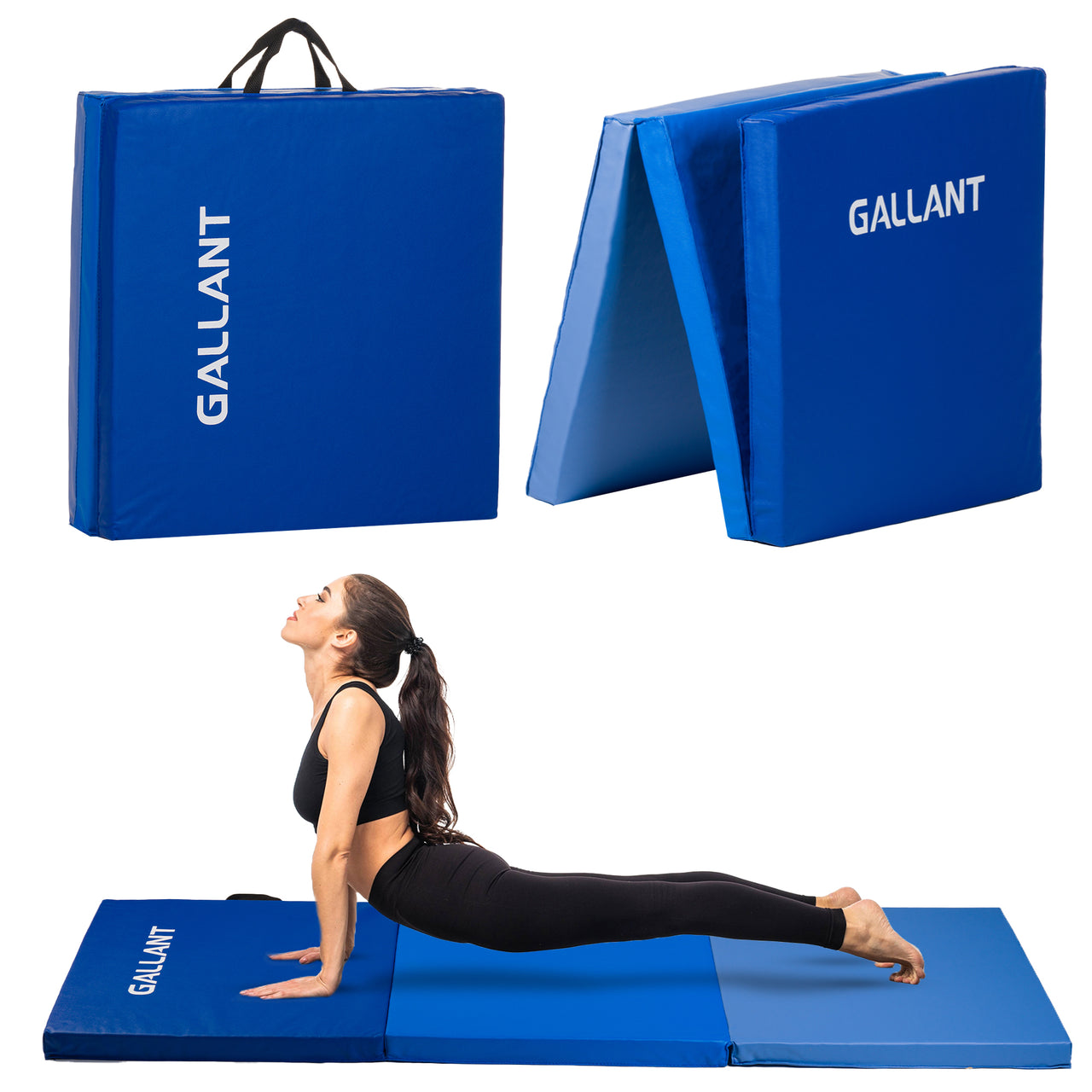Gymnastics Mat Tri Folding  - Tumbling Crash Fitness Workout Yoga Exercise Mat