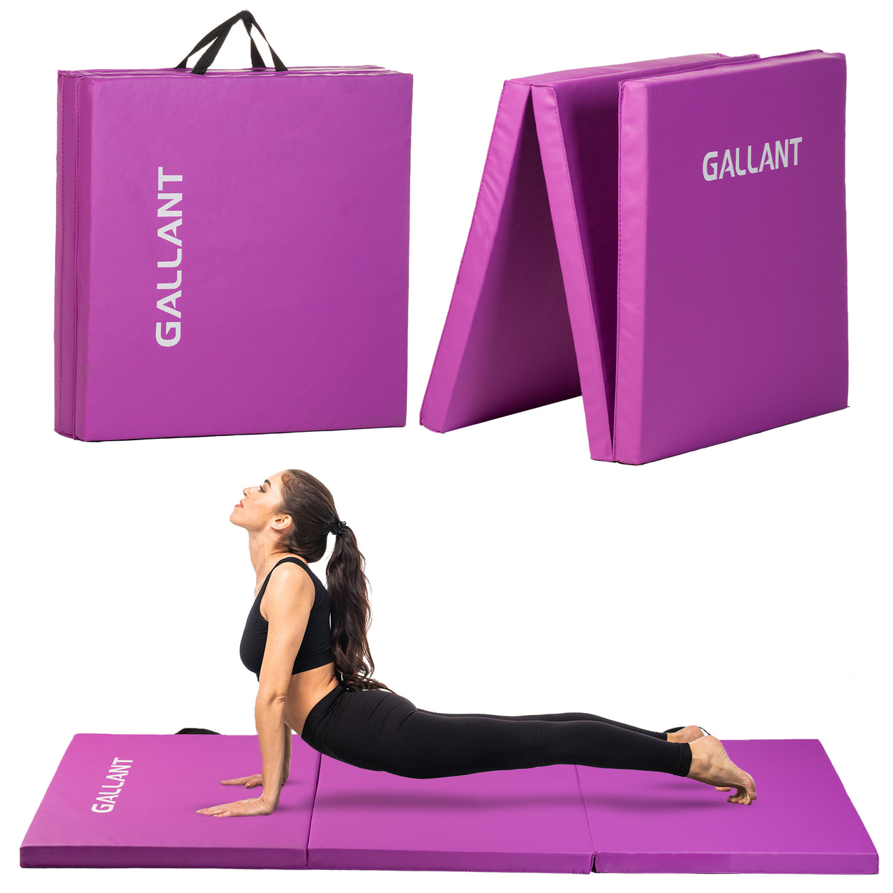 Gymnastics Mat Tri Folding  - Tumbling Crash Fitness Workout Yoga Exercise Mat