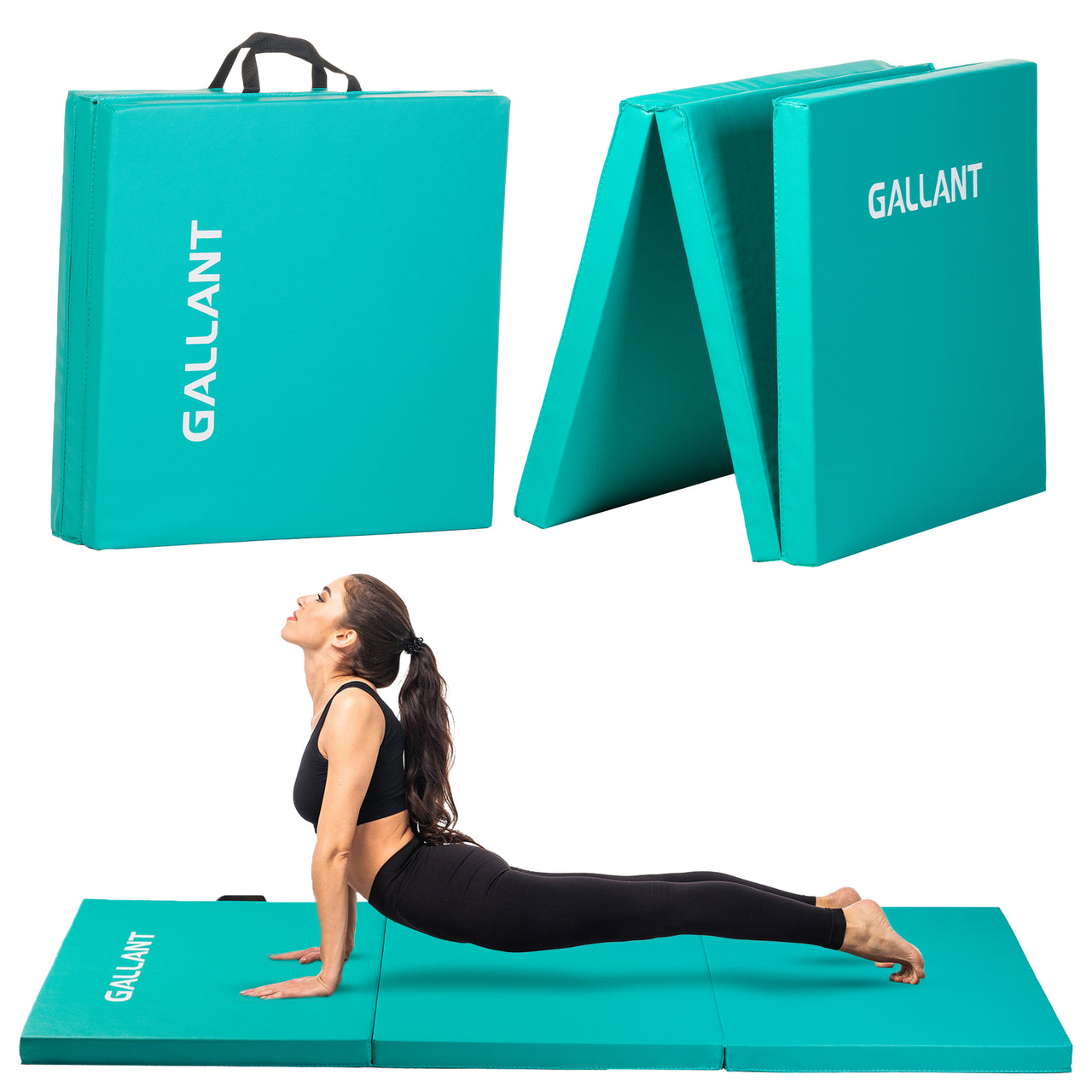 Gymnastics Mat Tri Folding  - Tumbling Crash Fitness Workout Yoga Exercise Mat