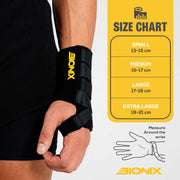 Neoprene Wrist Splint Support,Size chart details.