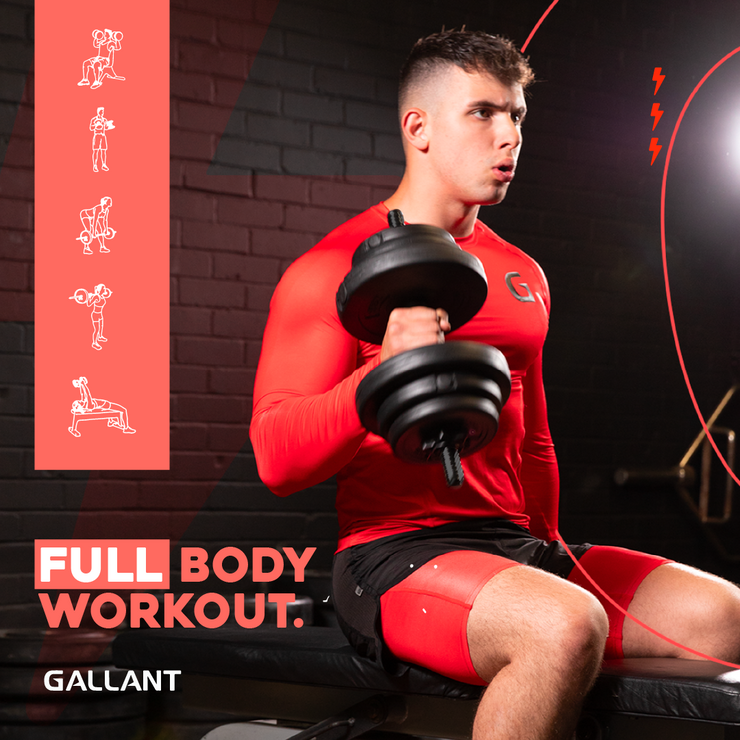 Gallant 20kg Adjustable Dumbbells Weights Set - 2 in 1 Full Body Workout.