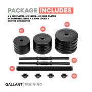 Gallant 20kg Adjustable Dumbbells Weights Set - 2 in 1 Package Includes Details.